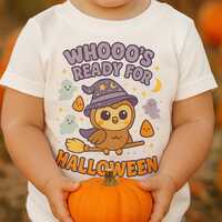 Toddler Halloween Tee, Whooos Ready for Halloween Toddler Shirt, Cute Owl Halloween Tee for Kids, Fa