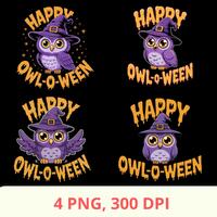 Owl Halloween Sublimation Bundle | Happy Owl-O-Ween PNG Files | Cute Witch Owl