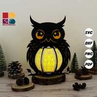 Owl Lantern PDF, SVG, Studio Template - DIY Animal Paper Cut Template - Animal Lantern for Home Deco