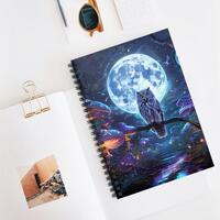 6" x 8" Mystical Owl Spiral Notebook, Sppoky owl notebook, Perfect for Writers, mushrooms,