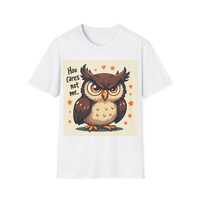 Owl Shirt "Hoo Cares Not Me" Funny Sarcastic Animal Lover Humor T-Shirt Gift for Friends M