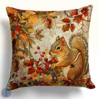 Autumn Decor Print Pillow Covers, Fall Pumpkin, Owl, Acorn, Seasonal Home Decor, Rustic Farmhouse Cu