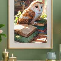 Barn Owl Watercolor Print | Rustic Woodland Cottagecore Wall Art, Vintage Owl Illustration (Digital 