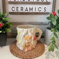 Hand Painted Owl Mug: Whimsical Cottagecore Ceramic Coffee Cup