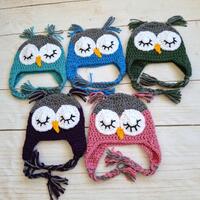 Sleeping Owl Hat Baby Size 3-6 Months, Owl Earflap Hat, Outdoors Gift, Baby Gift, Made in Canada Gif