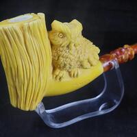Mystical Owl: Symbol of Wisdom and Night meerschaum pipe, block meerschaum,Turkish meerschaum, Speci