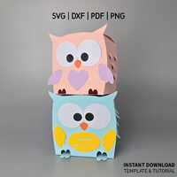 Gift Box Owl Box, Treat Paper Box Template, DIY Handmade Couple Box, SVG digital Cut Files Template,