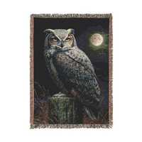 Mystical Owl Woven Blanket: Boho Tapestry Throw, Woodland Decor