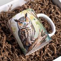 Owl Mug Wrap 11oz & 15oz Owl Coffee Mug PNG 3D Owl Sublimation Owl Coffee Cup Watercolor Owl Sub