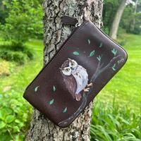 Hand-Painted Vintage 80s Coach Clutch with Owl Design