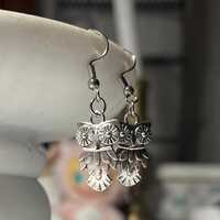 Handmade Y2K Owl Stainless Steel Fish Hook Style Dangle Earrings: Fairy Cottagecore Charm