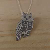 Sterling Silver Owl Skeleton Necklace