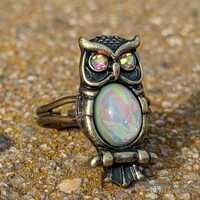 Antique Gold, Opal Owl Ring