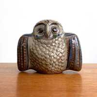 Jorge Wilmot Owl with Wings Spread Mexico Tonala Figurine 5 1/2" // Condition: Manufacturing cr