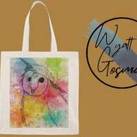 Playful Owl Watercolor Tote Bag Cotton Canvas Reusable Shopping Bag Double Sided Print Owl Art by Wy