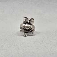 Vintage Owl Ring – Silver Plated Zamak Adjustable Statement Jewelry