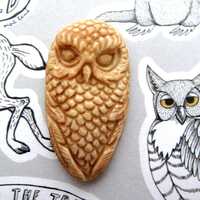 Carved buffalo bone owl  P545
