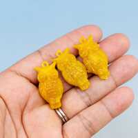 Golden Yellow Owl Resin Pendant – 32mm, 1 Resin Charm for Jewelry Making, Made in Germany, Ani
