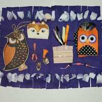 Handmade Fleece fidget sensory mat Dementia OWL  theme