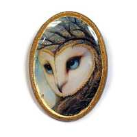 Barn Owl Spirit Animal Oval Bracelet Cab Polymer Clay Totem Pendant Bead Embroidery