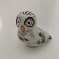 5 " Vintage Tonala Clay OWL ,Made in Mexico - Hand Painted