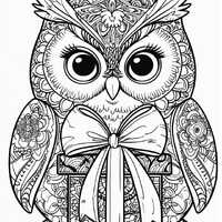 Cute Baby Owl Coloring Pages, Kawaii Chibi Owl Art, Black  White Line Art, Zentangle & Mandala, 
