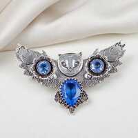 Tanzanite Gemstone Silver Owl Pendant, 925 Sterling Silver Unique Halloween Pendant 1.27", Oxid