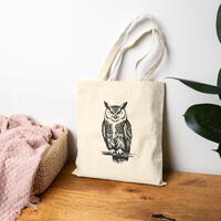 Owl Cotton Canvas Tote Bag | Night Woodland Animal Tote | Eco-Friendly Reusable Bag