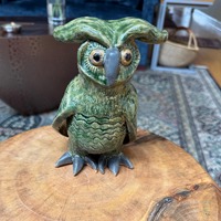 Hand-Made Jade-Style Ceramic Owl