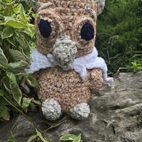 Crochet Stuffed Owl in White Cape
