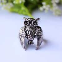 Unique Mythical Owl Ring, Bird Themed Jewelry, Wide Band Ring, Unisex Silver Ring, 925 Sterling Silv