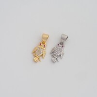 18K Gold Filled Owl Pendant Dainty CZ Animal Charms for DIY Jewelry Necklace Findings Making Supply
