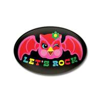 Let's Rock Owl Pin - Cute Retro Owl Button - Kitschy Vintage Owl Lapel Pin - Halloween Bat Wings