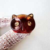 Vintage resin and rhinestones  Owl cocktail ring
