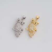 18K Gold Filled Owl Pendant Dainty CZ Animal Charms for DIY Jewelry Necklace Findings Making Supply