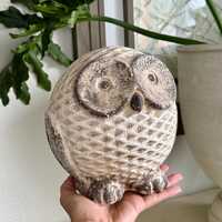 Vintage Cermaic White Owl Statue | Rustic Bird Garden & Home Decor