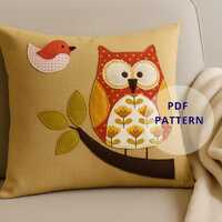Owl Pillow Applique PDF Pattern – DIY Cushion Tutorial with Step-by-Step Instructions and Colo