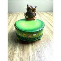 Vintage Gorham Japan Owl Music Box &ndash; Retro 1960s Hand-Painted