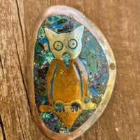 Sterling Silver Owl Brooch: Metales Casados Mexico Inlay Pin