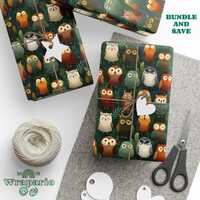 Owl Gift Wrapping Paper – Woodland Forest Bird Design