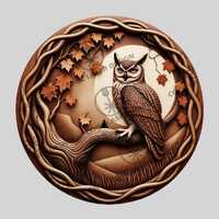 Halloween 3D Laser Engraving File, Wise Owl On Branch Illusion Laser Design