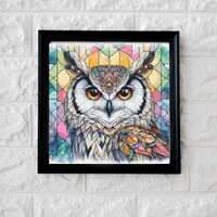 Mosaic owl cross stitch pattern full coverage PDF