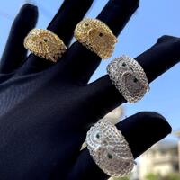 Personalized Iced Out Owl Ring, Hip Hop 18k Gold Plated Animal Motif Rings, Bling Iced out CZ Diamon
