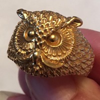 Vintage Owl ring, Owl Jewellery, Owl design, Owl Ring, Sterling Silver gilt rare ring