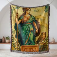 Athena Blanket Mythology Woven Tapestry Throw, Greek Goddess Home Decor, Mythological Gift, Wisdom &