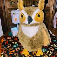 Ozzie Plum- 2000's Silly eyed Lifesize Owl Plush &ndash; 16" Retro Stuffed Owl for Oddity &