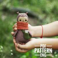 PATTERN crochet eagle owl amigurumi toy with accessorie ENG PDF