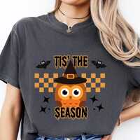 Owl Witch Shirt, Tis The Season Owl Halloween Shirt, Comfort Colors Pepper Tee, Cute Spooky Season C
