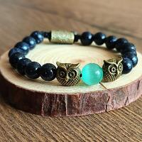 Ancient Owls - Handgemaakte kralenarmband uilen - Stoere armband mannen - Coole herenarmband - Zwart