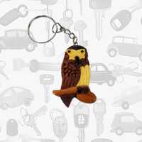 Owl Keychain, Carver Dan's hand-crafted wooden keychain.